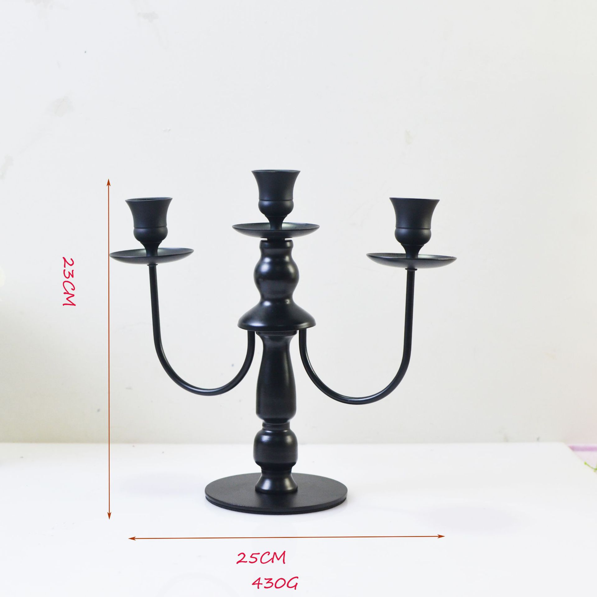 Picture of European Style Candlestick Ornaments Hotel Wedding Iron Candlestick Three Five Romantic Candlelight Dinner Elegant Black Candle Holder