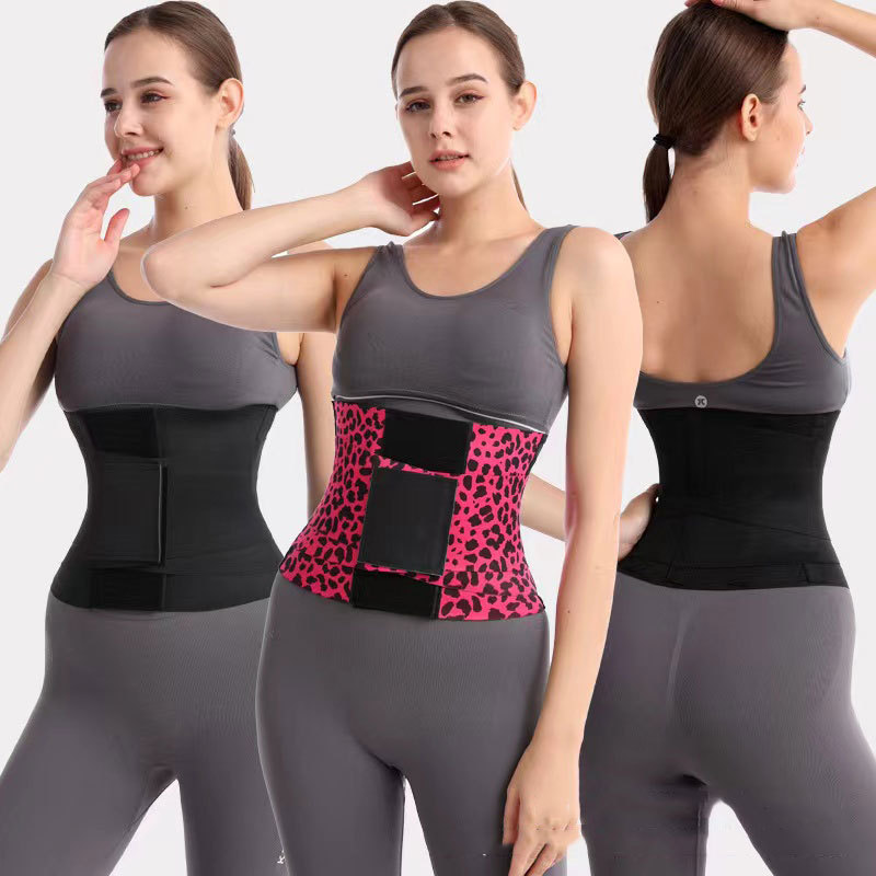 Cross-border New Leopard-print Waist Trainer Plastic Belt Sports Binding Belt Women's Belt Elastic Tight Belly