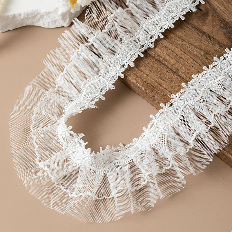6cm wide three-layer wrinkled polyester mesh fabric wrinkled lace handmade DIY toy children's clothing women's decorative accessories