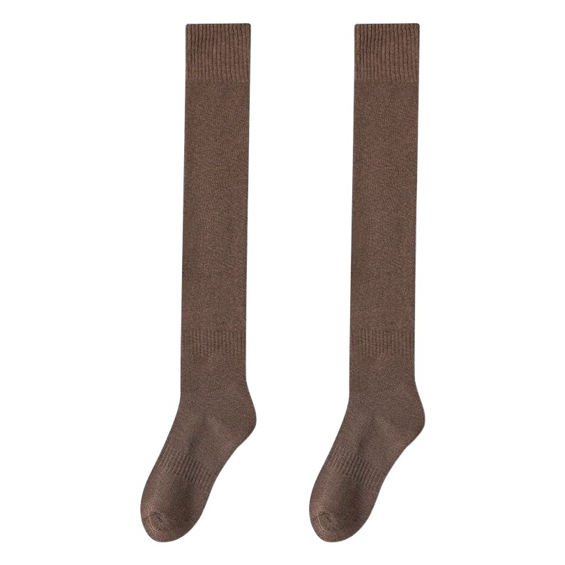 Autumn and Winter Over-The-Knee Socks for Women, Leg Warmers, Warm Terry Thigh Socks, Women's High Tube Non-Slip Knee Pads, Japanese Style Long Socks with Fleece Lining