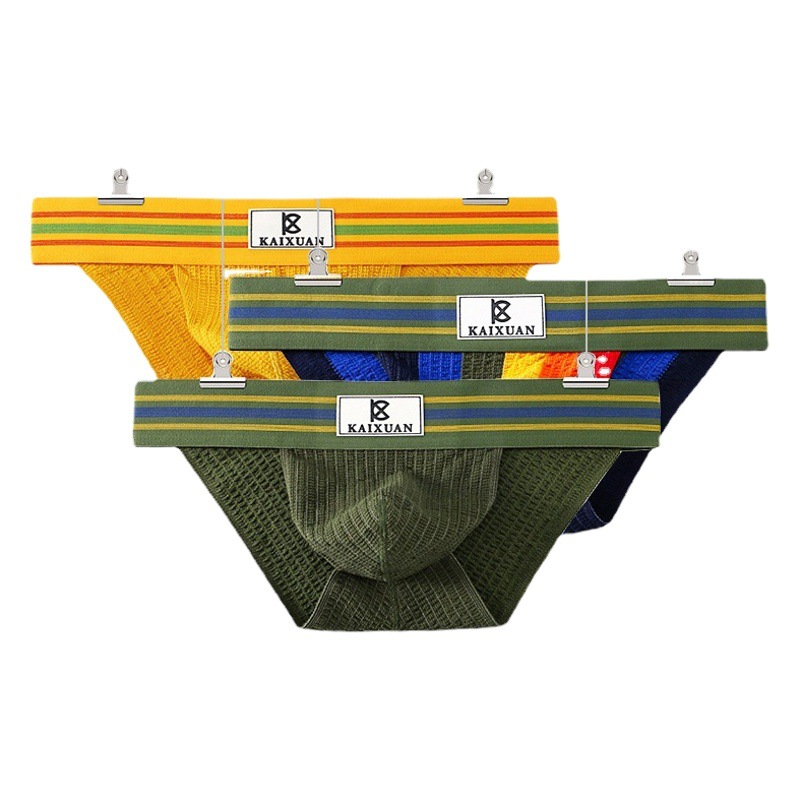 Men's underwear wholesale sexy high fork foreign trade underwear classic rib gradient color briefs men's KX18G-c