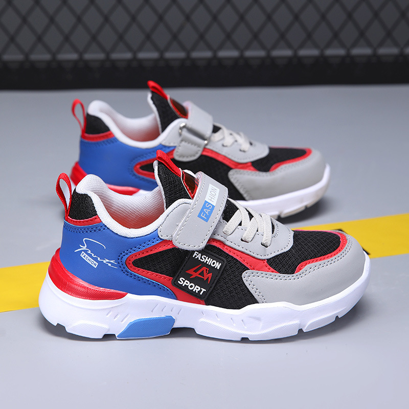 Boys' Shoes Spring and Autum New Lightweight Soft-Soled Kidsren's Double Mesh Casual Sports Shoes for Middle-Aged and Primary School Students Running Shoes