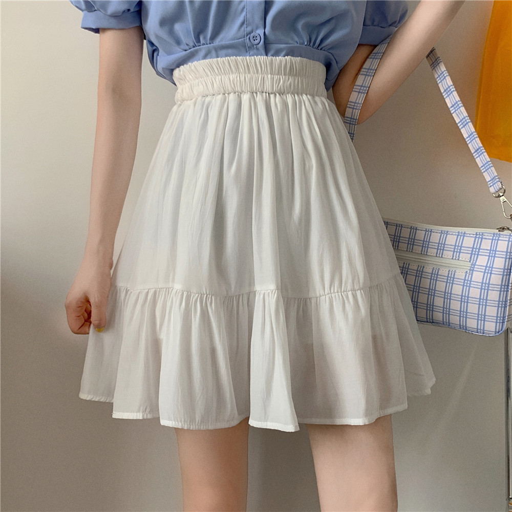 White Skirt Autumn 2024 New Arrival Staggedness College Style Fairy Hip Covering Elegant A- Line Skirt for Children