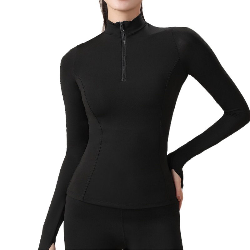 Half zipper workout clothes women's long-sleeved professional running sports top yoga clothes T-shirt tight outdoor training clothes