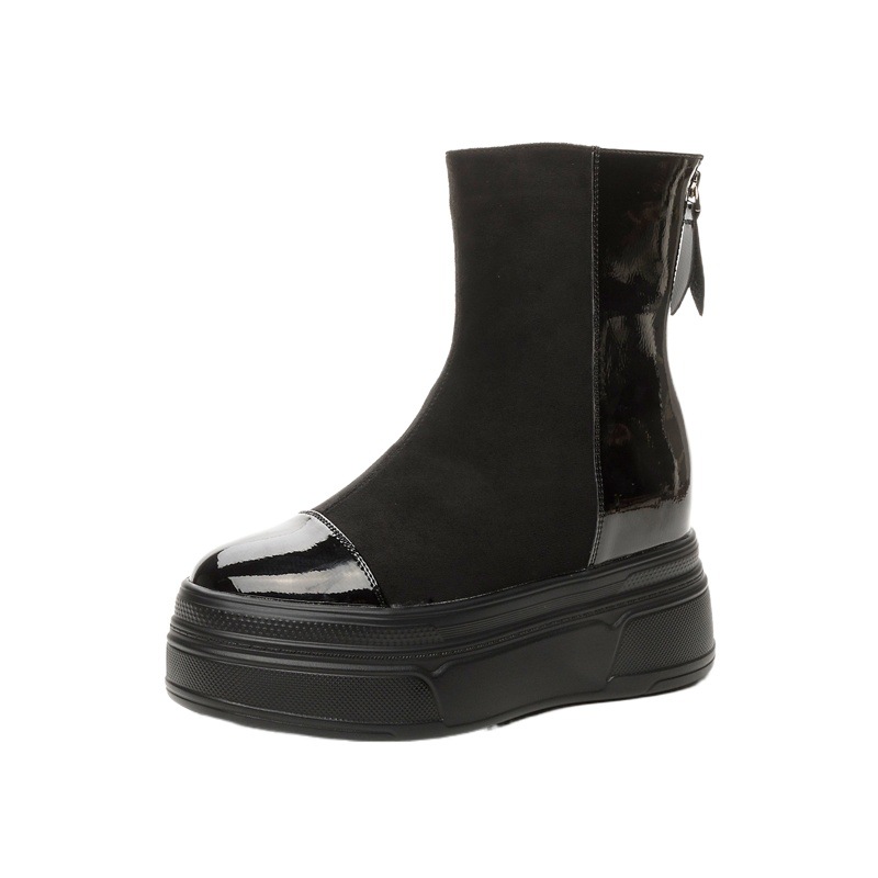 Short Boots for Women 2025 Autumn and Winter New Soft Leather Retro British Style Casual Platform Thick-Soled Boots Fashionable Boots