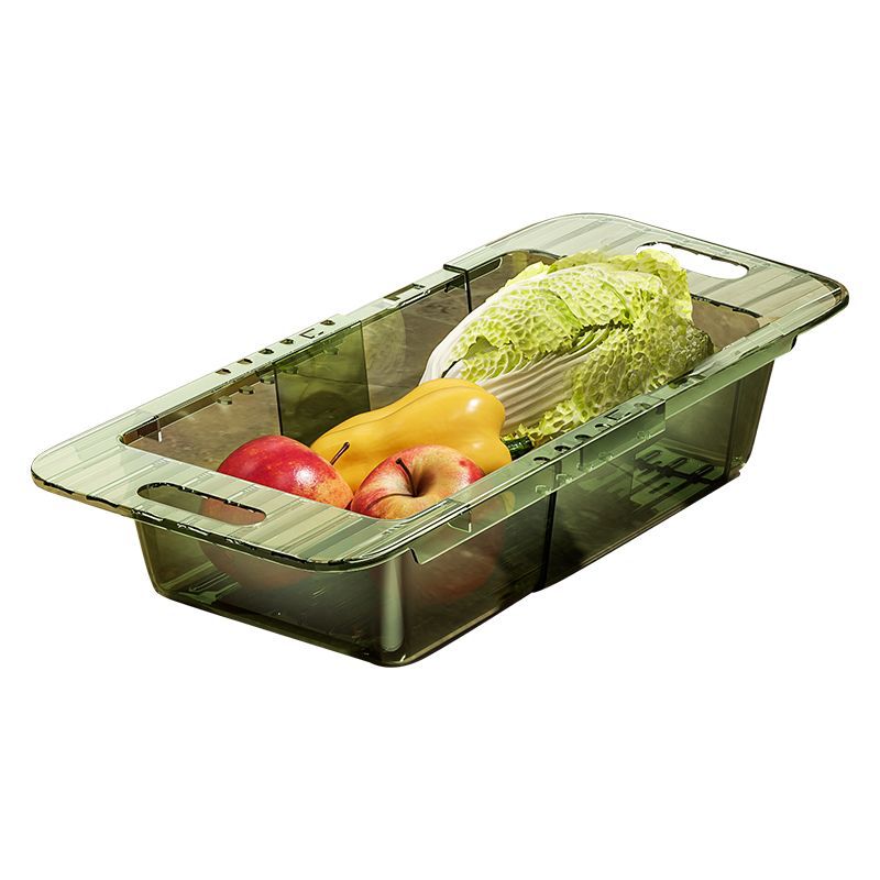 Picture of Kitchen Extendable Drain Rack Vegetable Washing Basin Drain Basket Household Plastic Sink Water Drainage Basket Sink Vegetable Basket Storage Rack