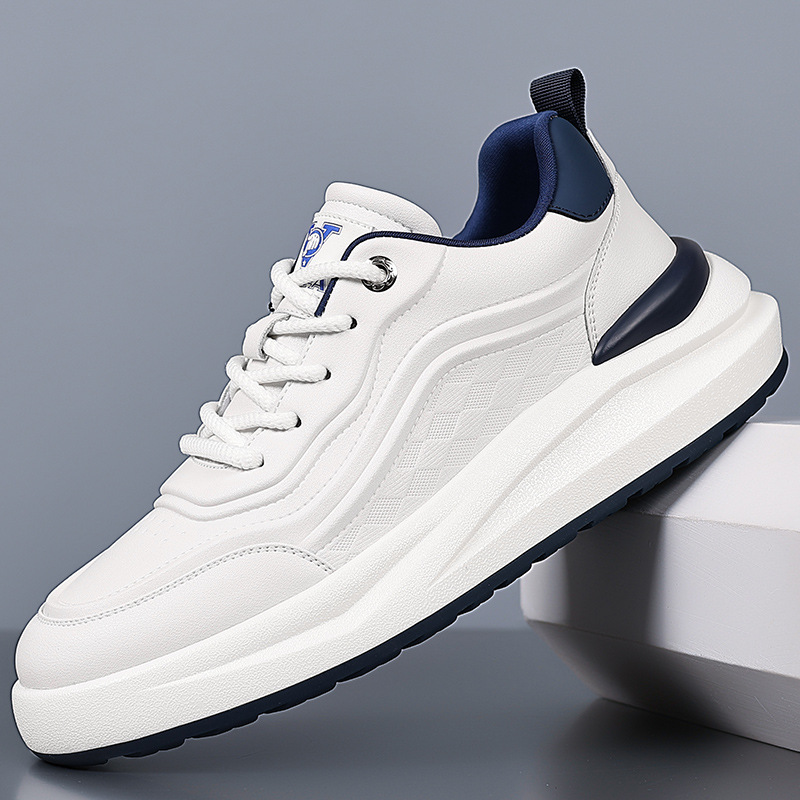 Cross-border men's shoes spring new fashion brand all-match sneaker youth leather waterproof non-slip casual small white skate shoes