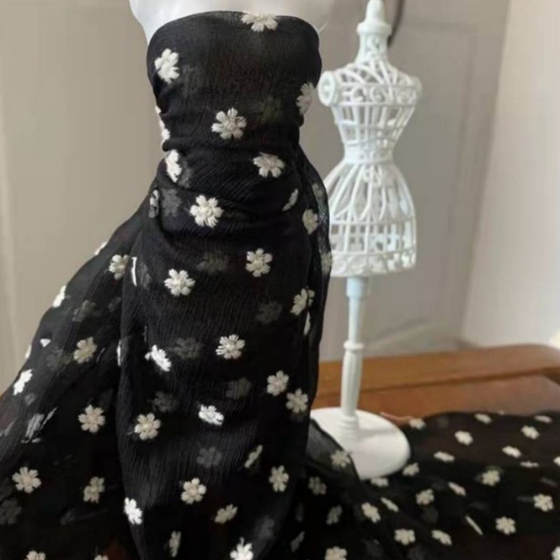 Chiffon embroidered fabric dots small daisy spring and summer dress thin fashion clothing clothing fabric DIY accessories