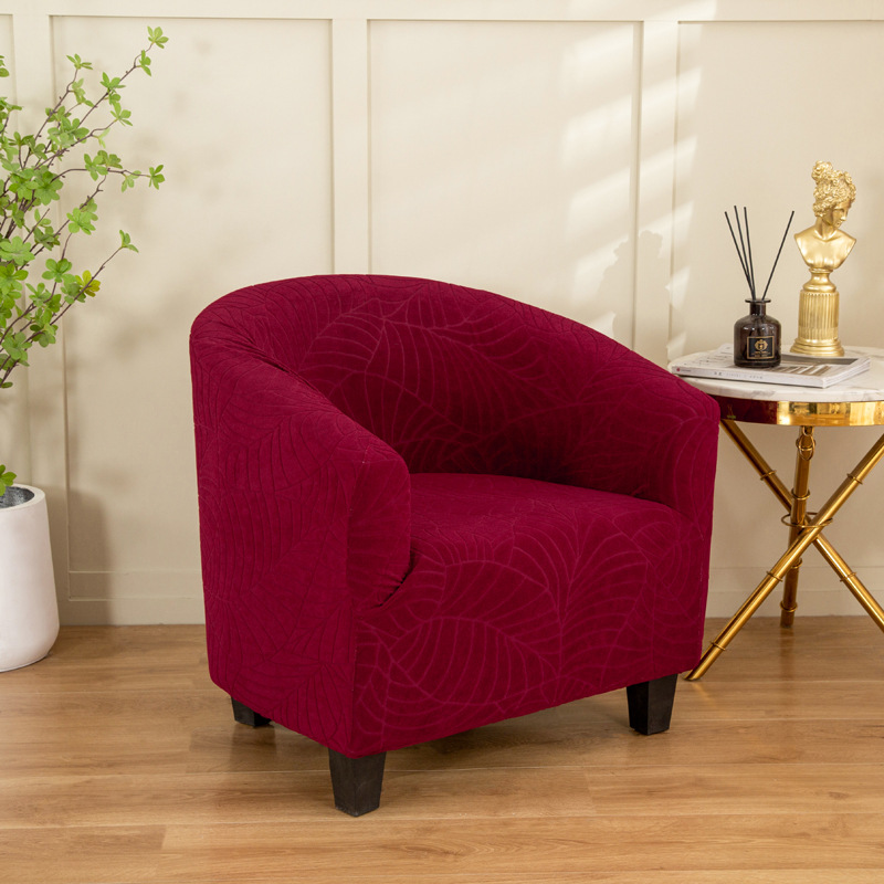 Picture of Cross-border Solid Color Leaf Jacquard Sofa Cover Full-package Semi-circular Cafe Chair Cover Internet Cafe Hotel Sofa Chair Cover