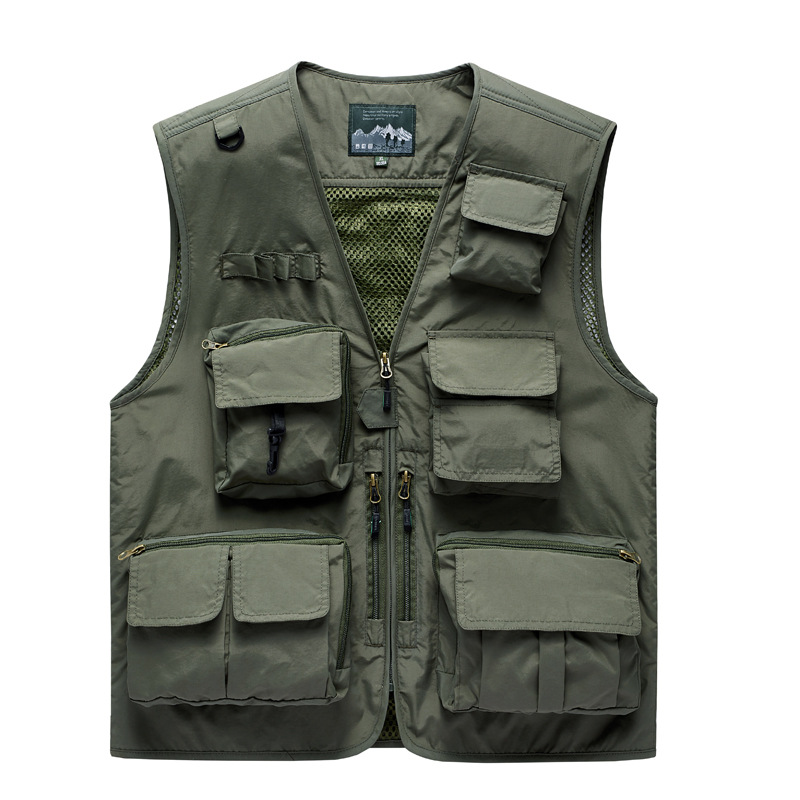 Cross-border Outdoor Men's Vest Lightweight Photographic Vest Plus Size Four Seasons Casual Multi-pocket Fishing Mesh Vest