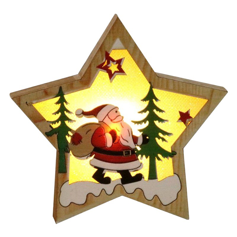 Picture of Christmas decorations wooden luminous pendant Christmas tree decoration pendant Christmas gift wooden pendant