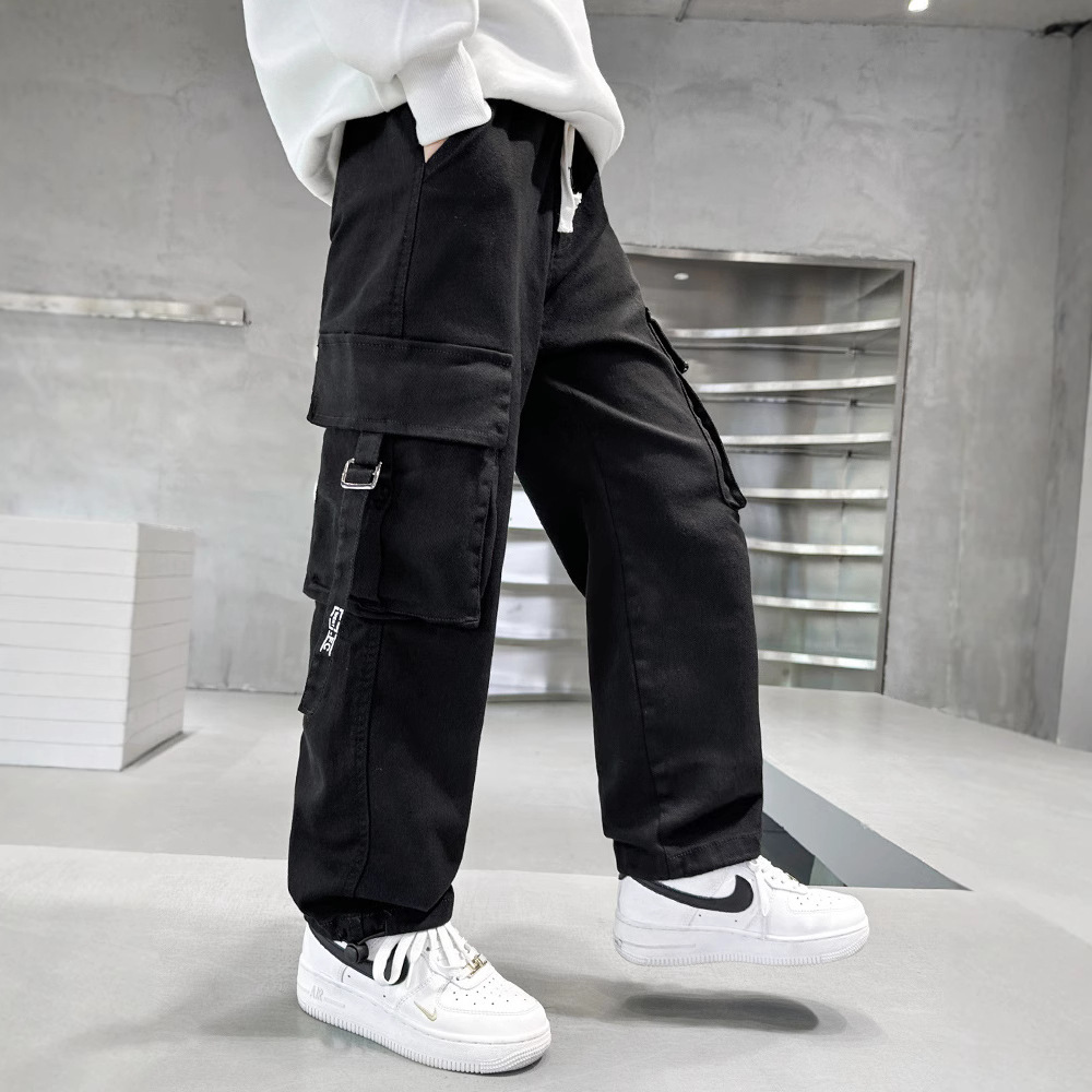 Picture of Boys' Autumn Pants Spring and Autumn 2024 New Children's Coil Pants Large Children's Straight Pants Boys Casual Pants