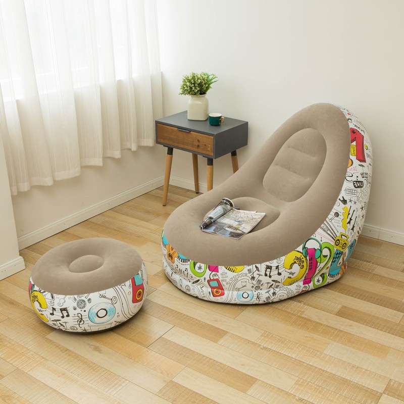 Picture of Cross-border Spot Thickened Flocking Inflatable Sofa Lazy Sofa Internet Celebrity Single Comfortable Sofa Nap Recliner Creative