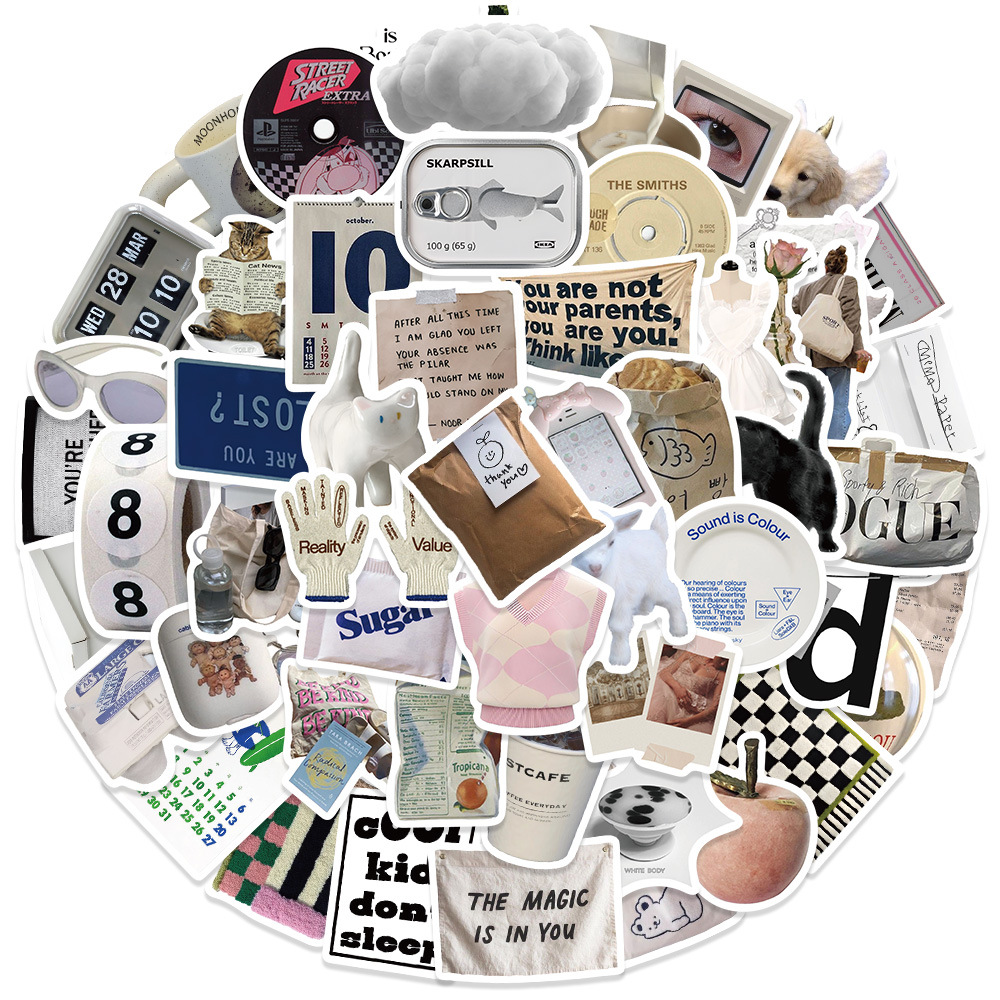 57 Ins Graffiti Stickers Korean Cartoon Cute Waterproof DIY Decorative Water Cup Earphones Mobile Phone Case Handbook Stickers