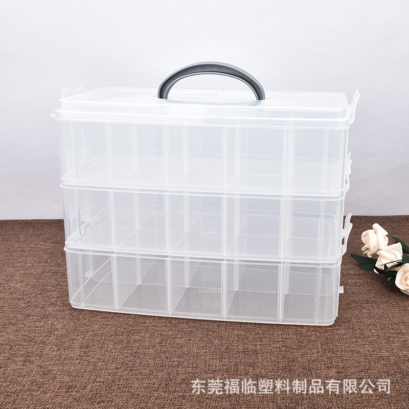 TRanspaRent RectangulaR Plastic Box Heaven and EaRth CoveR ThRee-layeR CompaRtment Box SpaceR Detachable Satchel Household StoRage Box R699