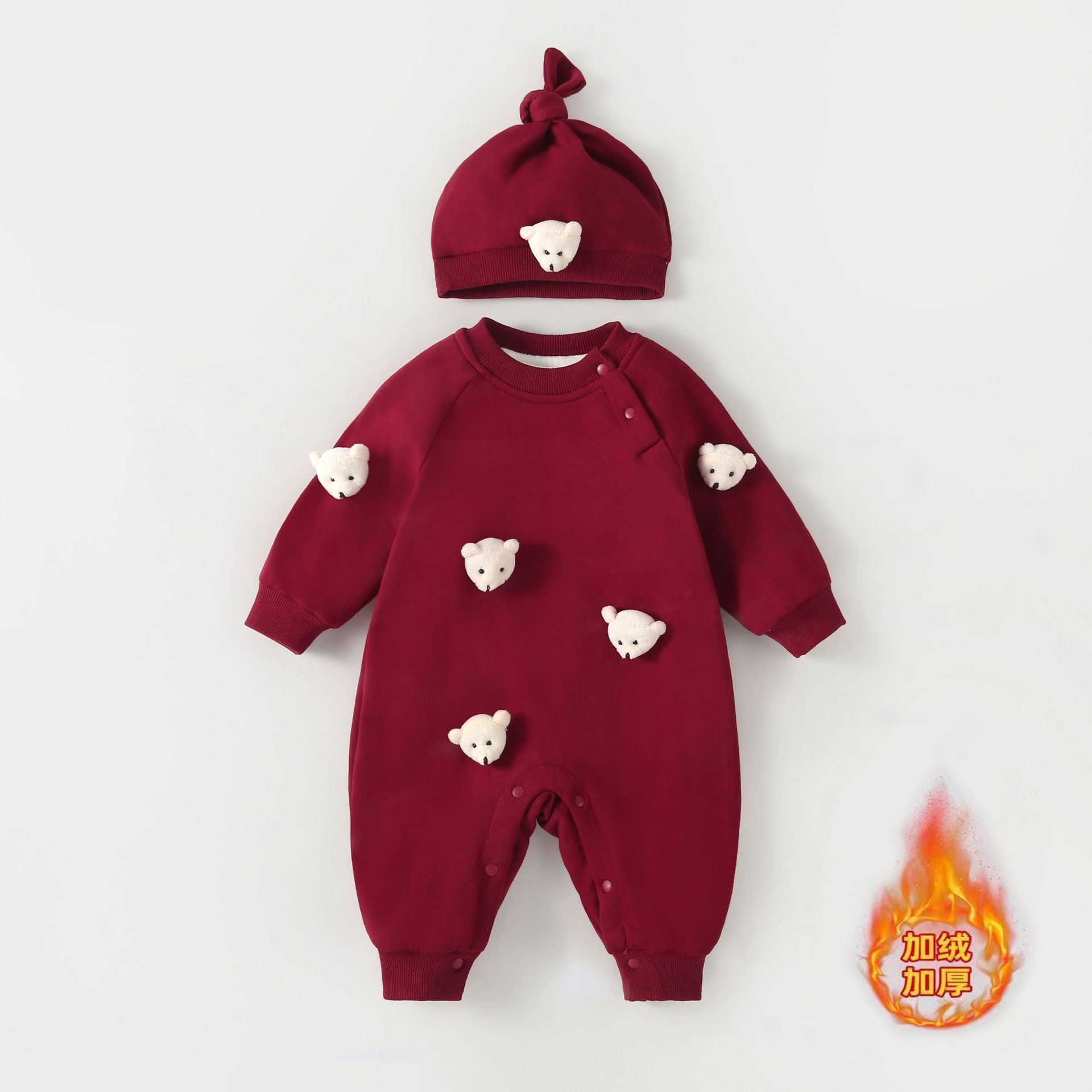 Picture of Baby winter outing clothes Korean style fleece-lined thickened sheath baby autumn and winter warm sweater outing romper