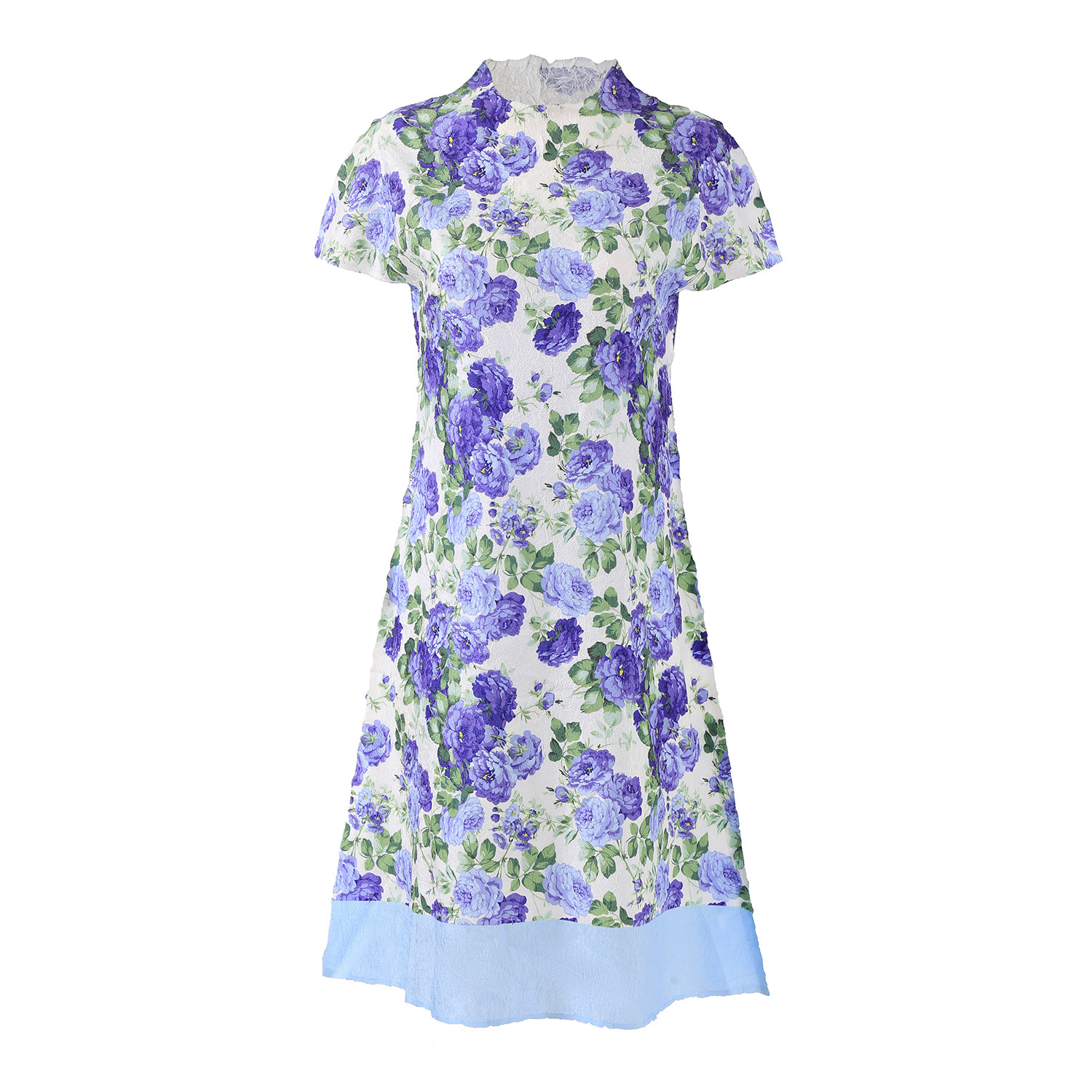 Picture of European and American French Retro Floral dress 2024 Miyake Summer New Printed Slim-fit Waist Midi Dress for Women