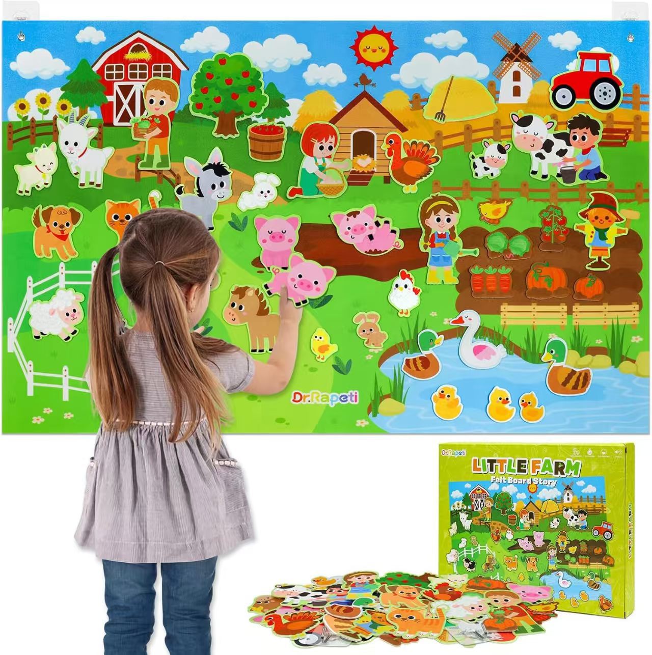 New Amazon Cross-Border Kidsren's Early Education 3Diy Stereo Felt Game Bag Story Learning Board Farm Animals