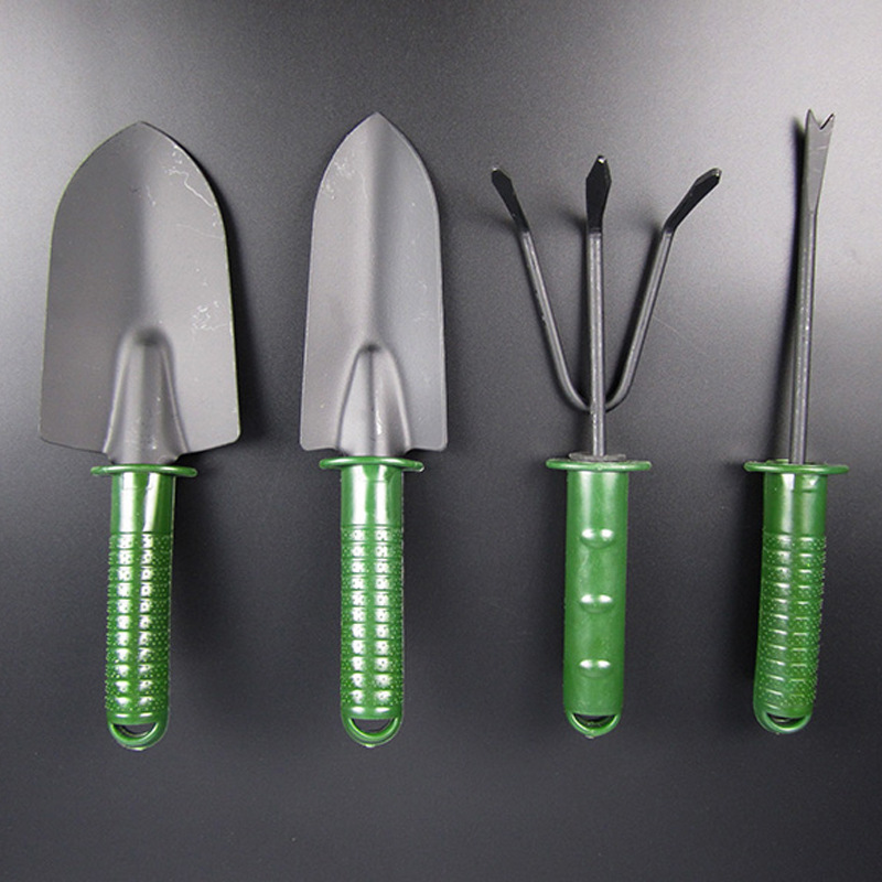 Picture of Garden and gardening combination set tools green non-slip plastic handle wide and narrow shovel fork rake shovel four-piece flower shovel