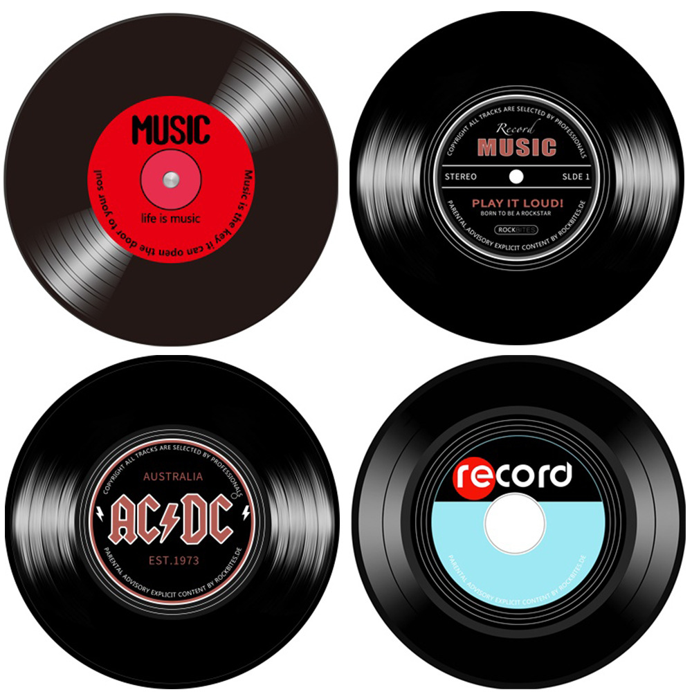 Cross-border Retro Fashion Personalized Music Vinyl Records Round Non-slip Living Room Bedroom Stool Floor Mat Carpet