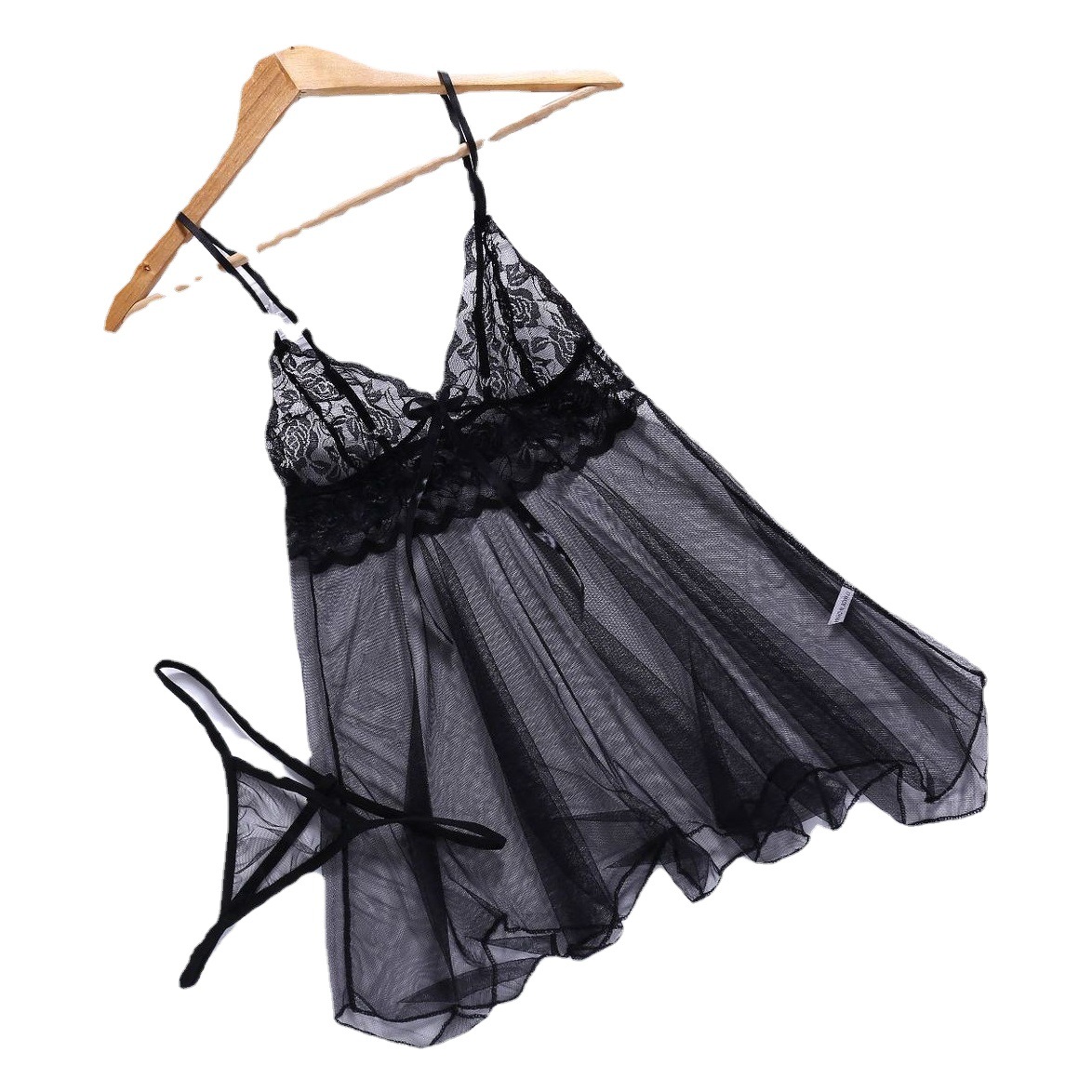 Europe and the United States cross-border foreign trade sexy underwear lace sexy women perspective front split strap nightdress a generation of hair