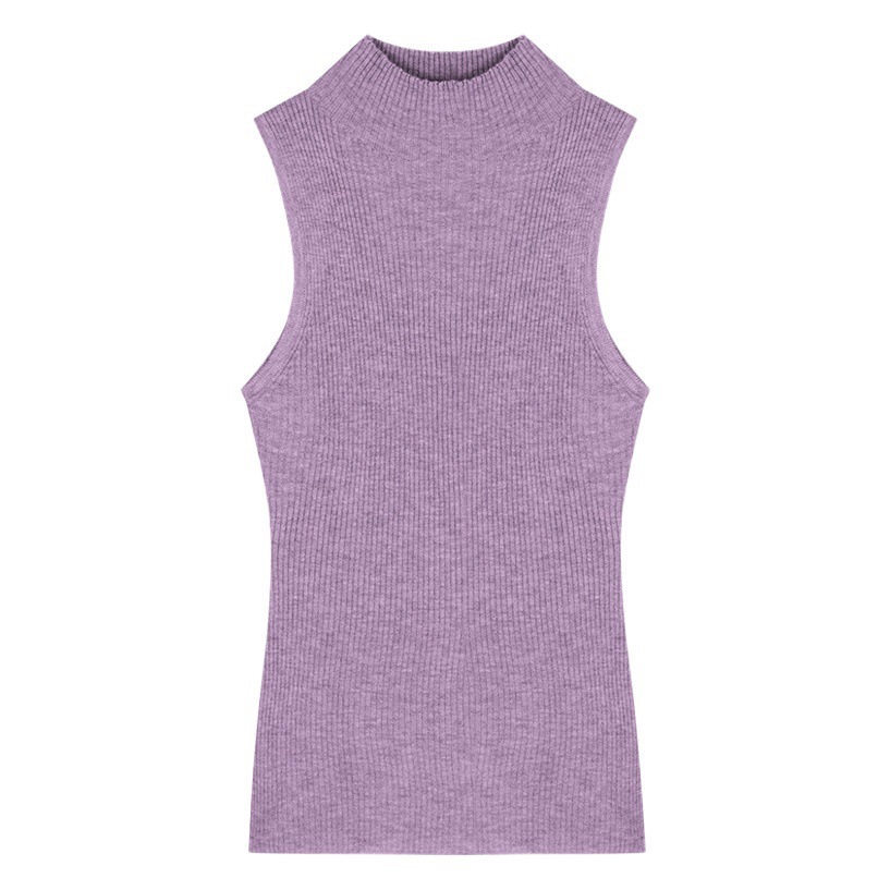 Spice Girls High Collar Knitted Camisole Women's Summer Sleeveless I-Shaped Stretch Sexy Slim-Fit Slimming Base Shirt Top