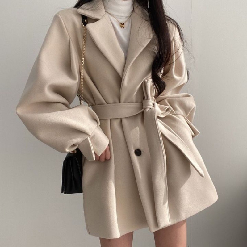 Picture of 2024 New Autumn and Winter Wear Strap Elegant Small Men's Dress Collar Hepburn Style Mid-length Woolen Coat Jacket