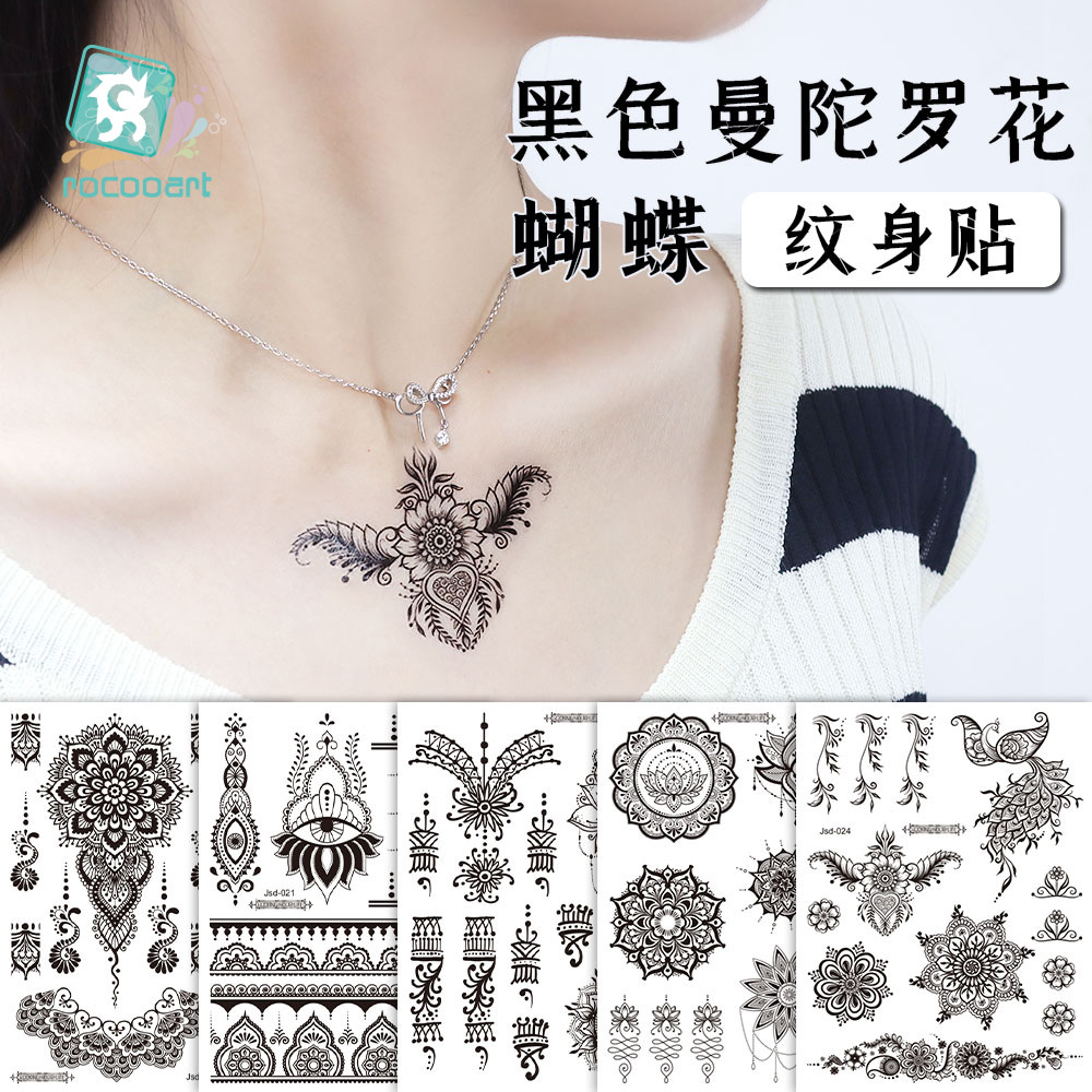 Amazon Cross-border Chinese Single Black Tattoo Personalized Face Sticker Arm Sticker Advanced Collarbone Sticker tattoo
