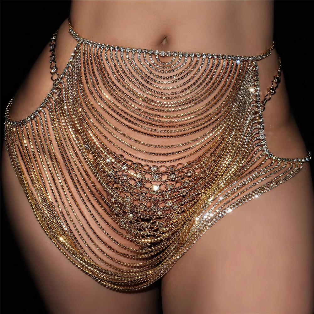 Cross-Border fashion accessories sexy hollow rhinestone skirt European and American tassel full diamond body chain female body chain