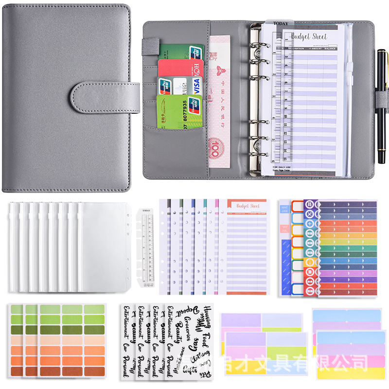 Picture of A6 Binder Cross-Border Creative Notebook Wholesale Zipper Bag Macaron Pu Leather Cash Budget Notebook