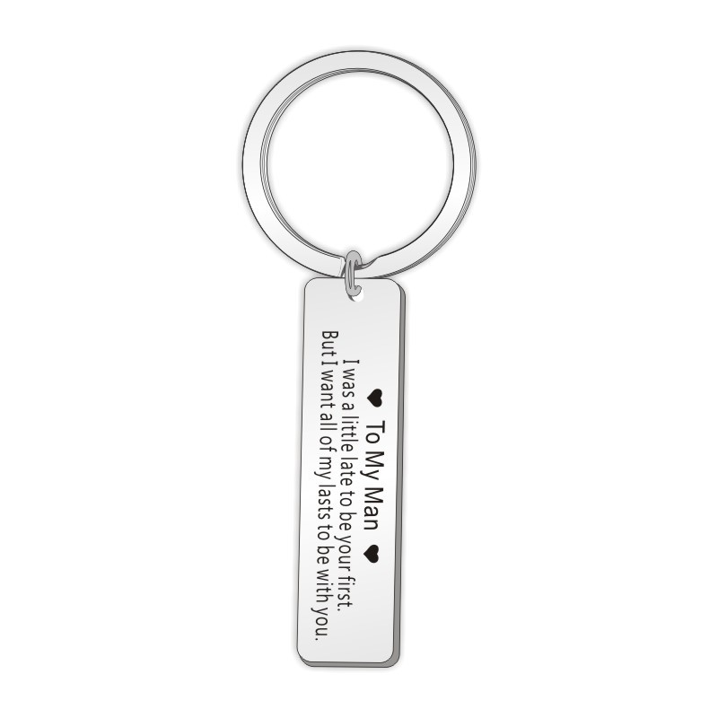 Cross-border New KeychaIn To my man I was a lattle Couple Engraved StaInless Steel