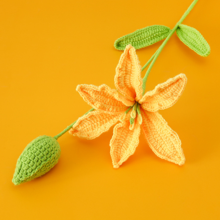 Picture of Centennial Haohe Handmade Crochet Flower Bud Large Lily Flower Branch Home Decoration Simulation Flower Decoration Immortal Lily Flower