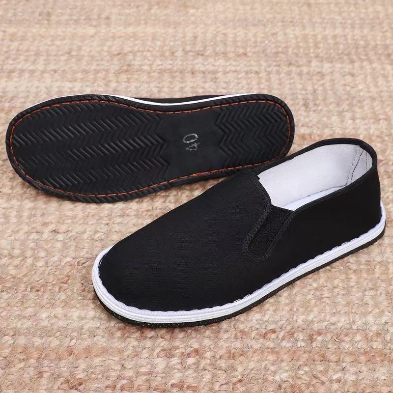 Old Beijing Cloth Shoes Thickened Tire Sole Men's Single Shoes for Construction Site Labor Shoes with Melaleuca Slip-on Non-slip Work Shoes