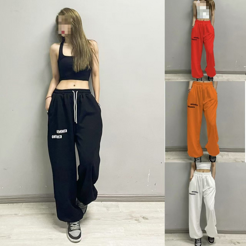 Cross-Border Amazon Aliexpress High-Waisted Loose European and American Sexy Style Jazz Dance Hiphop Sweatpants for Women