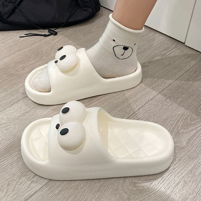 Cute Cartoon slippers for Women summer outdoor wear shit feeling indoor home bathroom non-slip soft bottom couple sandals for men