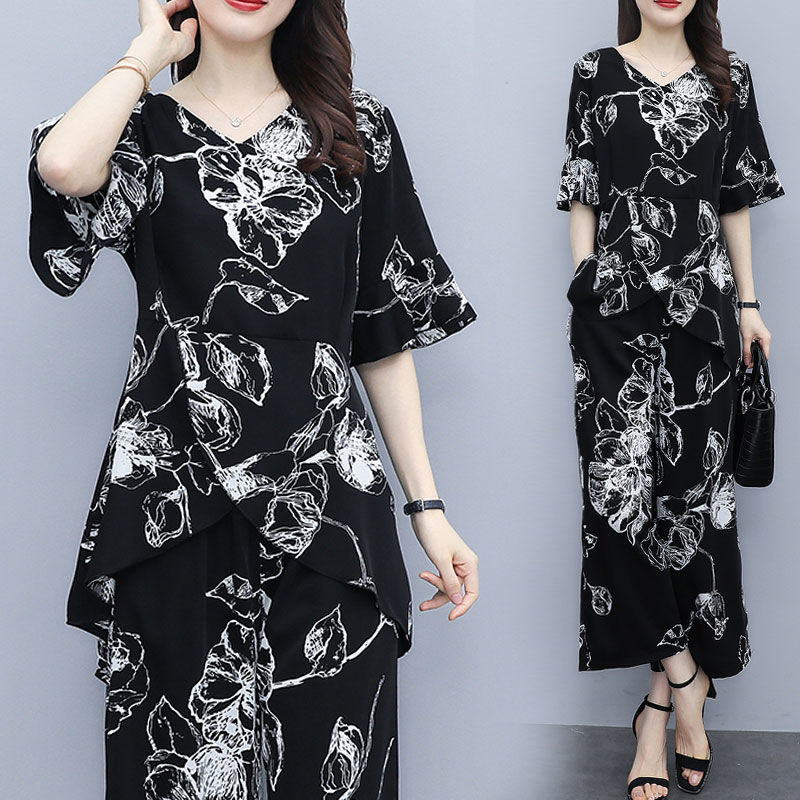 Wholesale 200kg fat mm size casual suit summer 2024 new fashion foreign style loose short sleeve two-piece suit