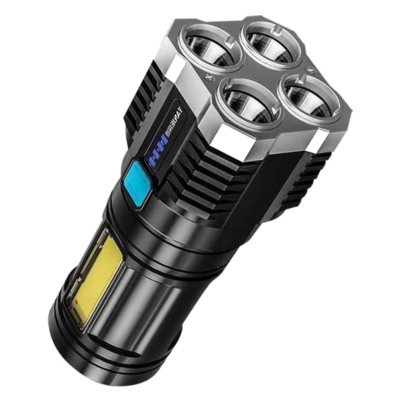 L-S03 strong light flashlight 4 four lights strong light remote flashlight rechargeable COB side light outdoor convenient Searchlight