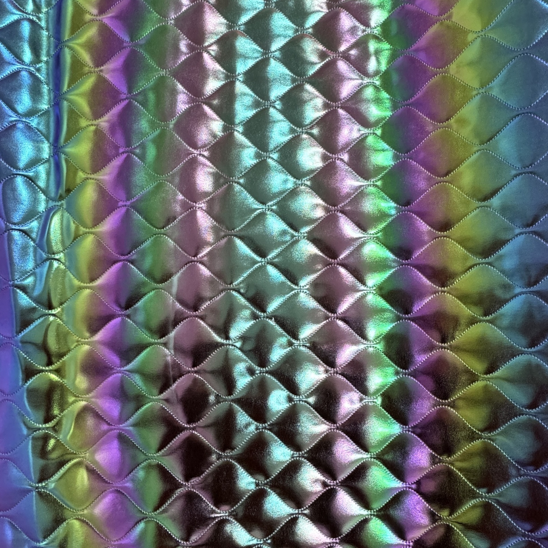 Pu Lambskin Embossed Gold-Stamped Quilted Composite Fabric, Iridescent Leather for Bags, Crafts, Shoe Materials, Handbag Leather Film