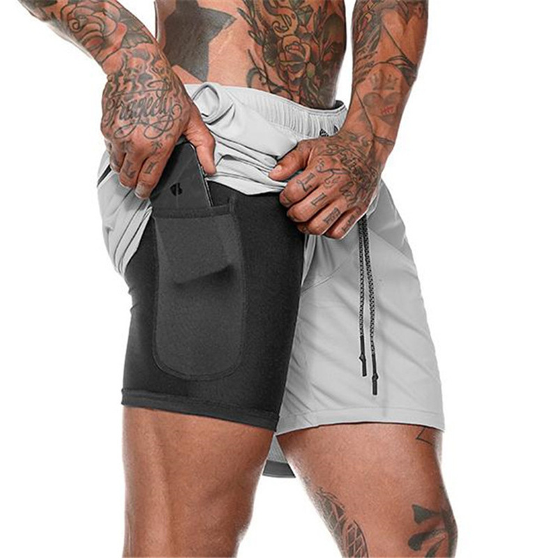 Picture of Cross-Border Summer Men's Sports Fitness Double-Layer Tight-Fitting Quick-Drying Shorts Mesh Five-Point Shorts Sports Pants Breathable and Lightweight