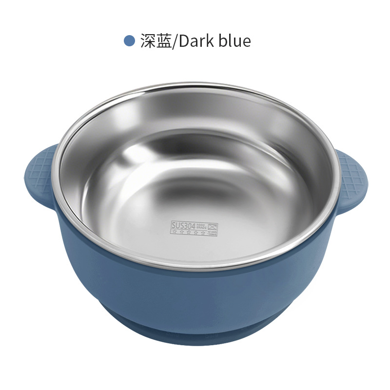Picture of Cross-border Stainless Steel Children's Bowl Household Cute Baby Drop-resistant Heat-insulated Tableware Kindergarten Children's Rice Bowl with Suction Cup