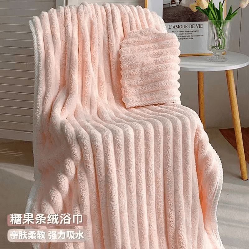 Candy Coconut Milk Slats Soft Extra Large Bath Towel Quick-Drying Absorbent Thickened Bath Towel Universal Couple Adult Solid Color Bath Towel