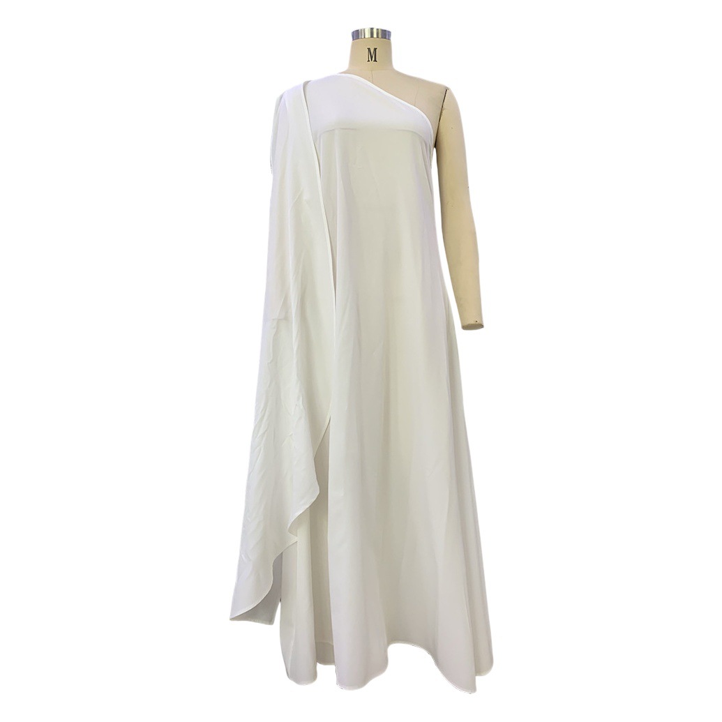 Fd1402 Spot 2025 Summer New Cross-Border Women's Fashion One-Shoulder Sleeveless Banquet Dress Long Dress