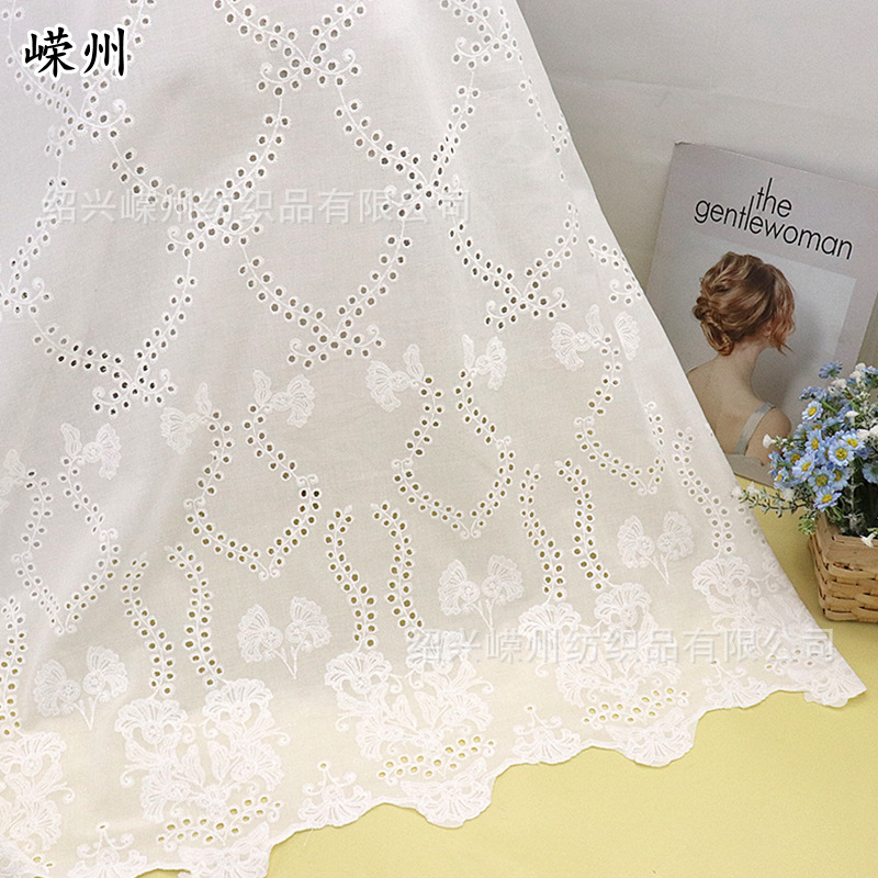 Cotton Embroidered Fabric Women's Evening Dress Fabric Bilateral Three-Dimensional Embroidery Clothing Home Textiles Ready Stock