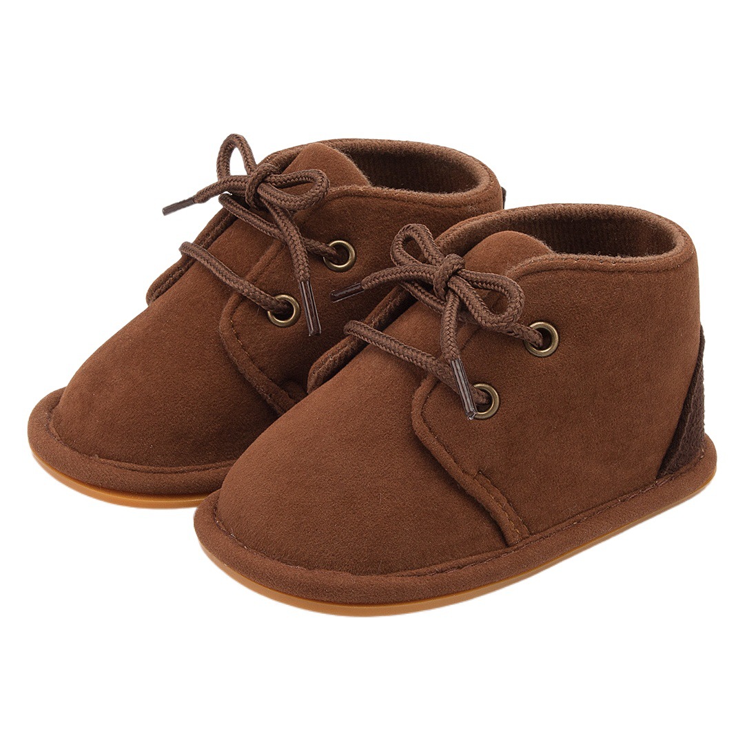Amazon Explosions Autumn and Winter Baby Shoes Rubber Sole Non-slip Toddler Shoes Single Shoes Lace-up Baby Shoes Baby Shoes