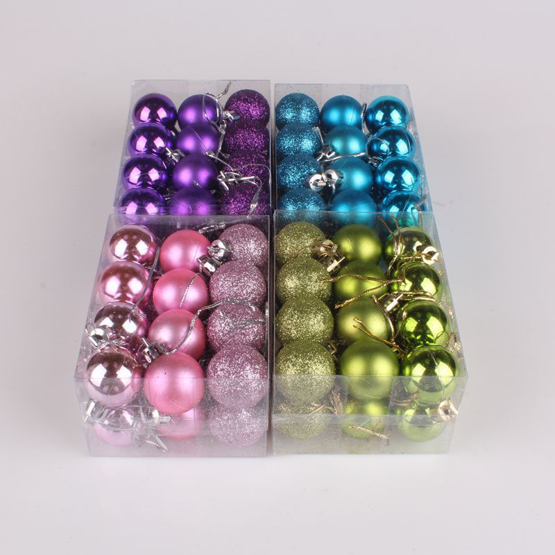 3cm Christmas Plating Ball 24/Barrel/Box Christmas Tree Decorative Pendant Plastic Christmas Ball Glow Light Ball