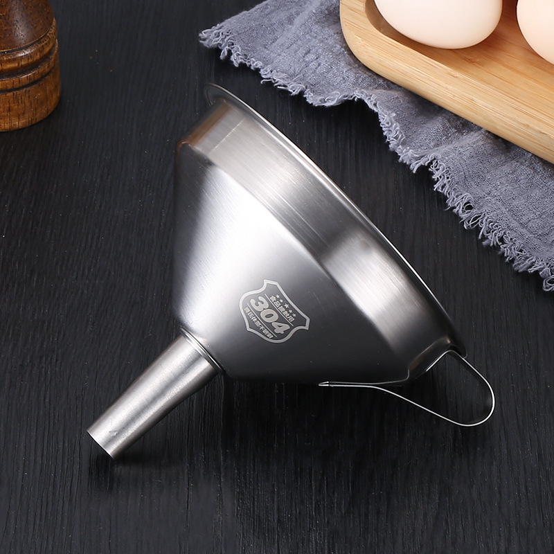 Picture of Stainless Steel Funnel 304 Wine Funnel Kitchen Household Filter Residue Size Set Wine Leakage Oil Leakage with Mesh Filter