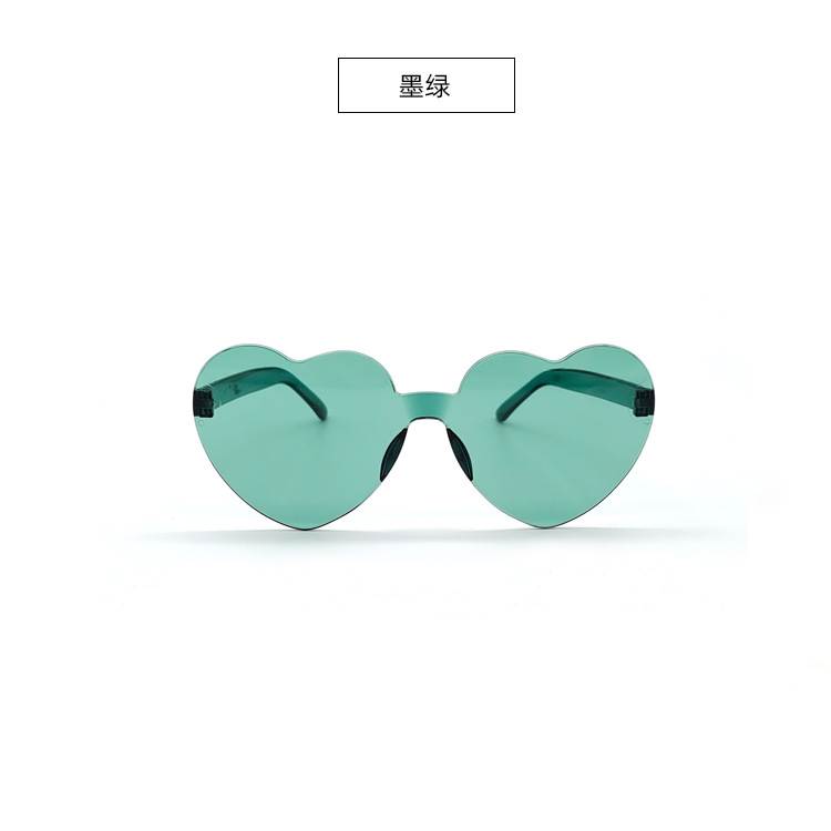 Picture of New love sunglasses jelly color frameless heart-shaped conjoined glasses dazzling color heart sunglasses