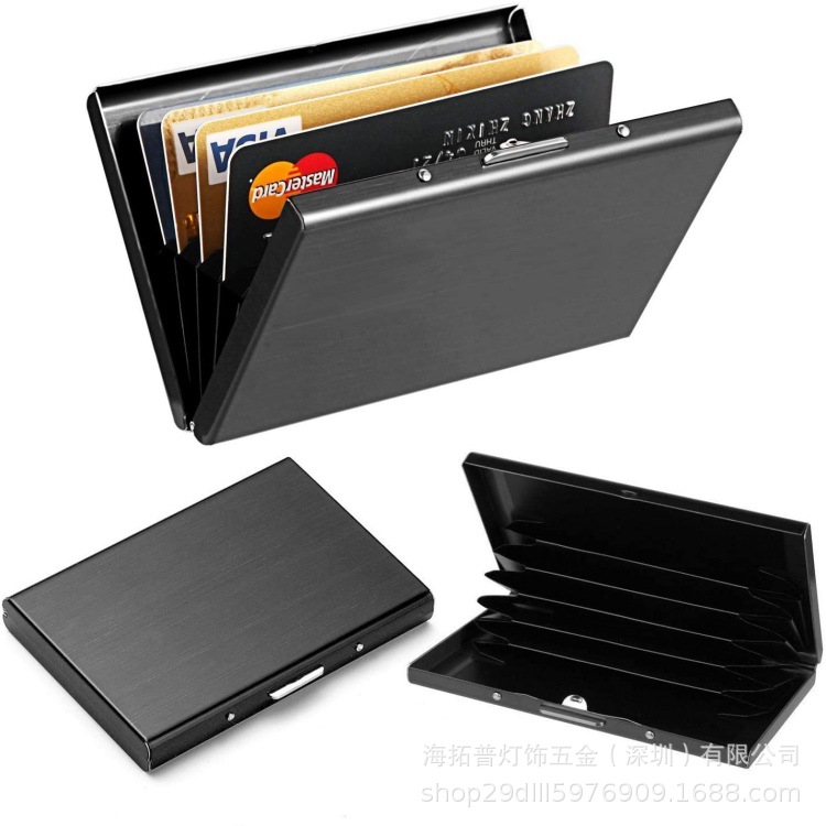 Pack card box storage box men's portable credit card NFC anti-theft brush stainless steel bank card box metal card bag