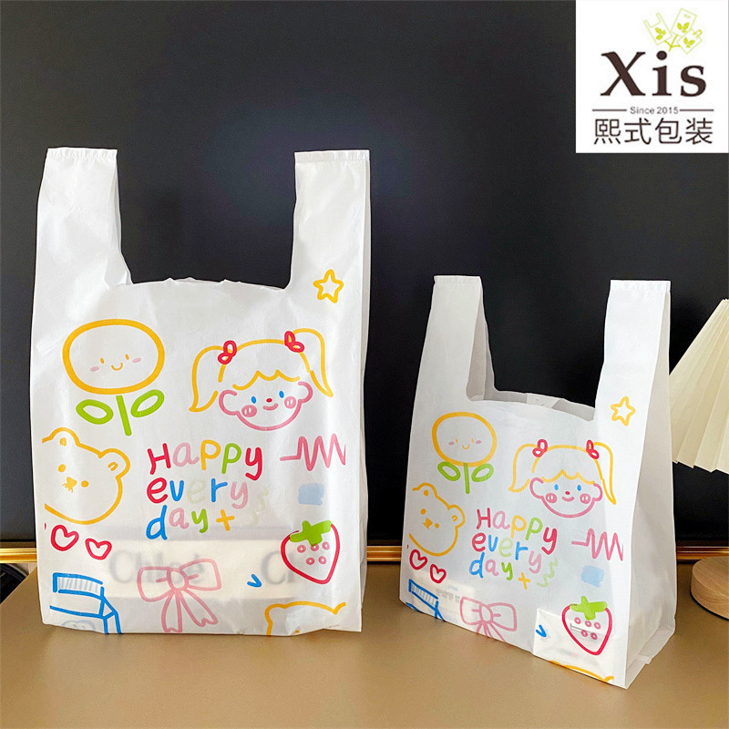 Creative graffiti plastic vest bag dessert baking take-out packing bag supermarket shopping bag large thick gift bag