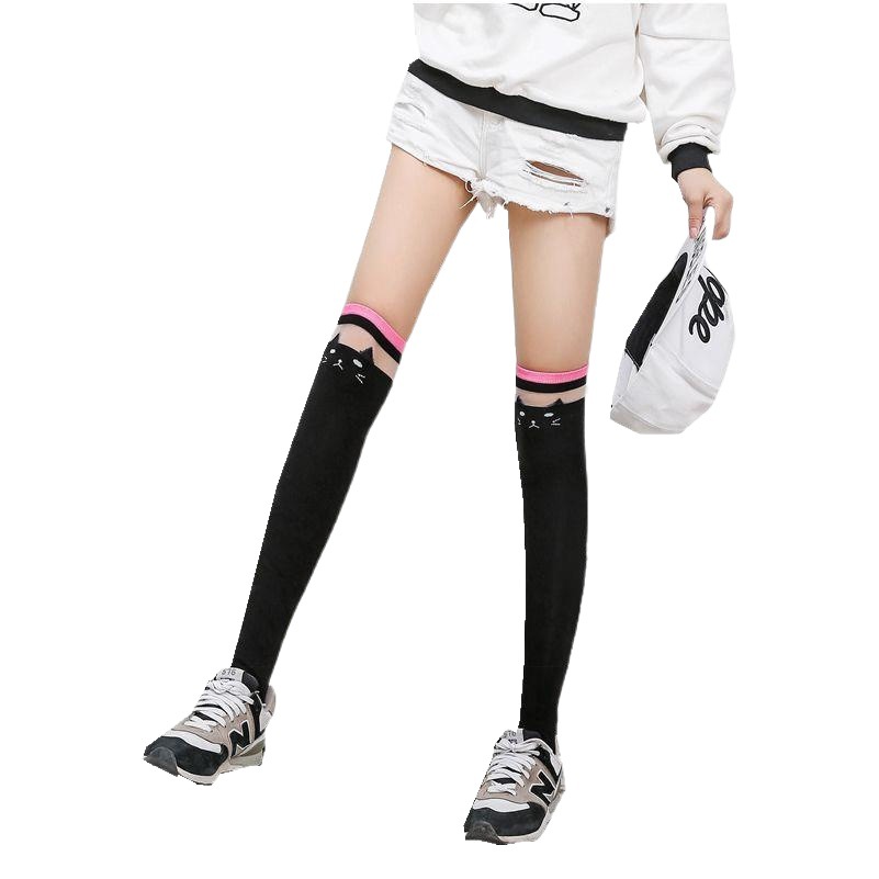 Cartoon Cat mid-calf socks over the knee children's pile socks stockings combed cotton high socks Japanese students Autumn